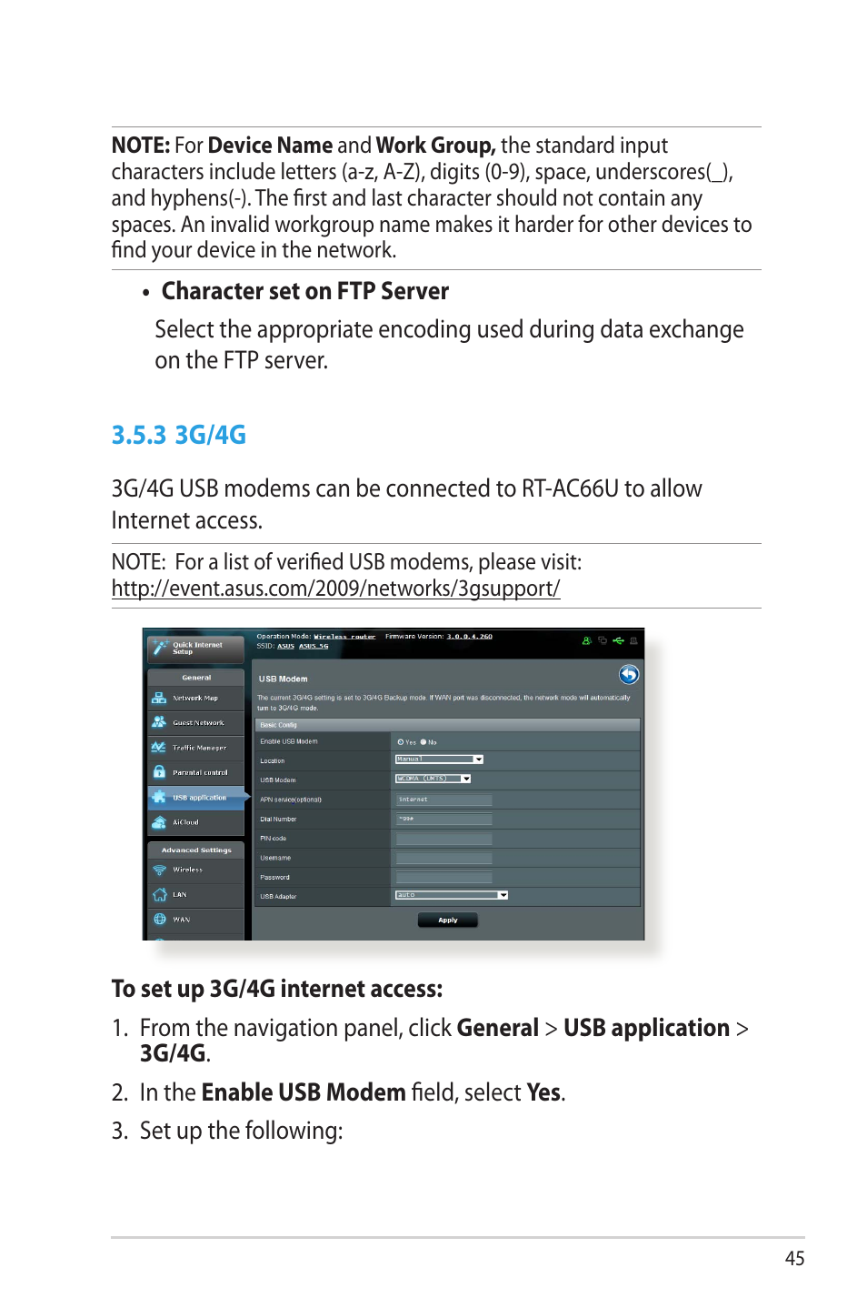 3 3g/4g | Asus RT-AC66U User Manual | Page 45 / 131