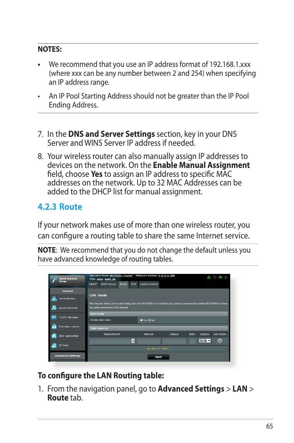 3 route | Asus RT-AC66U User Manual | Page 65 / 131