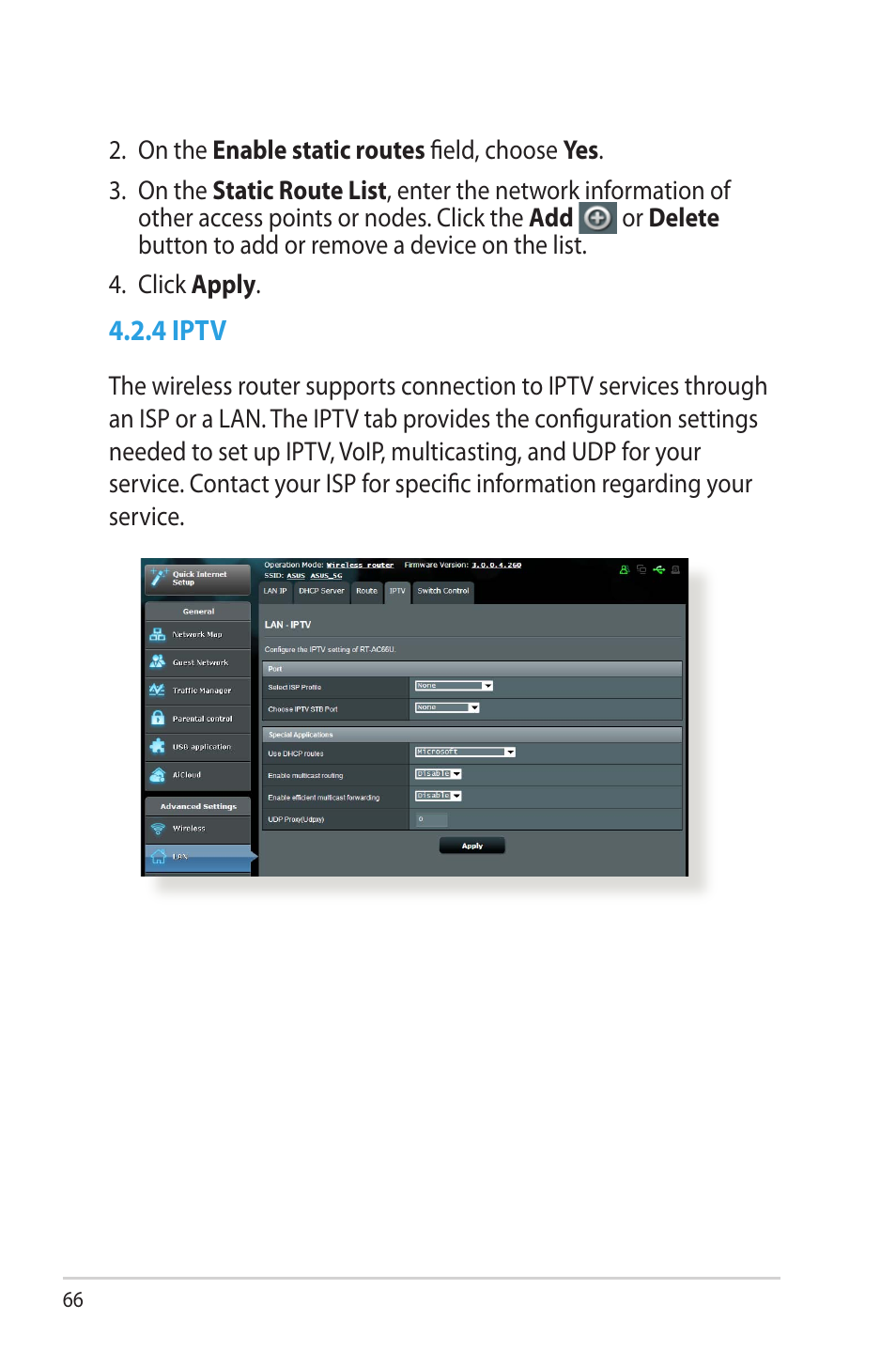 4 iptv | Asus RT-AC66U User Manual | Page 66 / 131