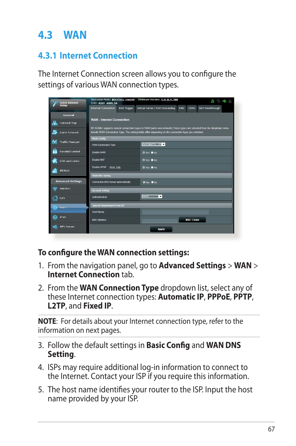 3 wan, 1 internet connection | Asus RT-AC66U User Manual | Page 67 / 131