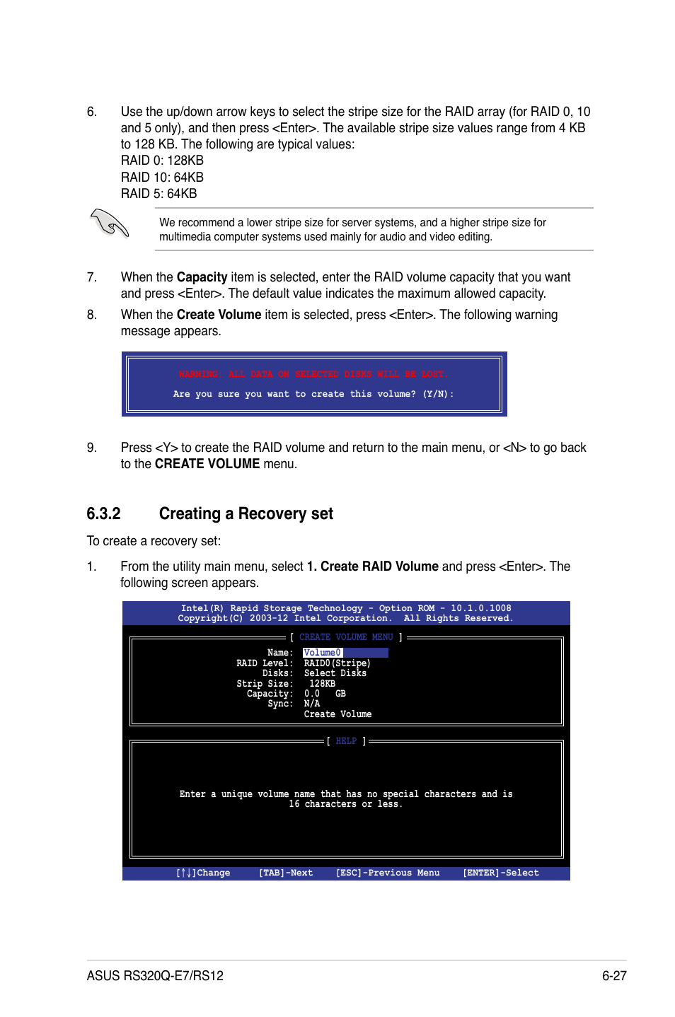 2 creating a recovery set, Creating a recovery set -27 | Asus RS320Q-E7/RS12 User Manual | Page 121 / 158