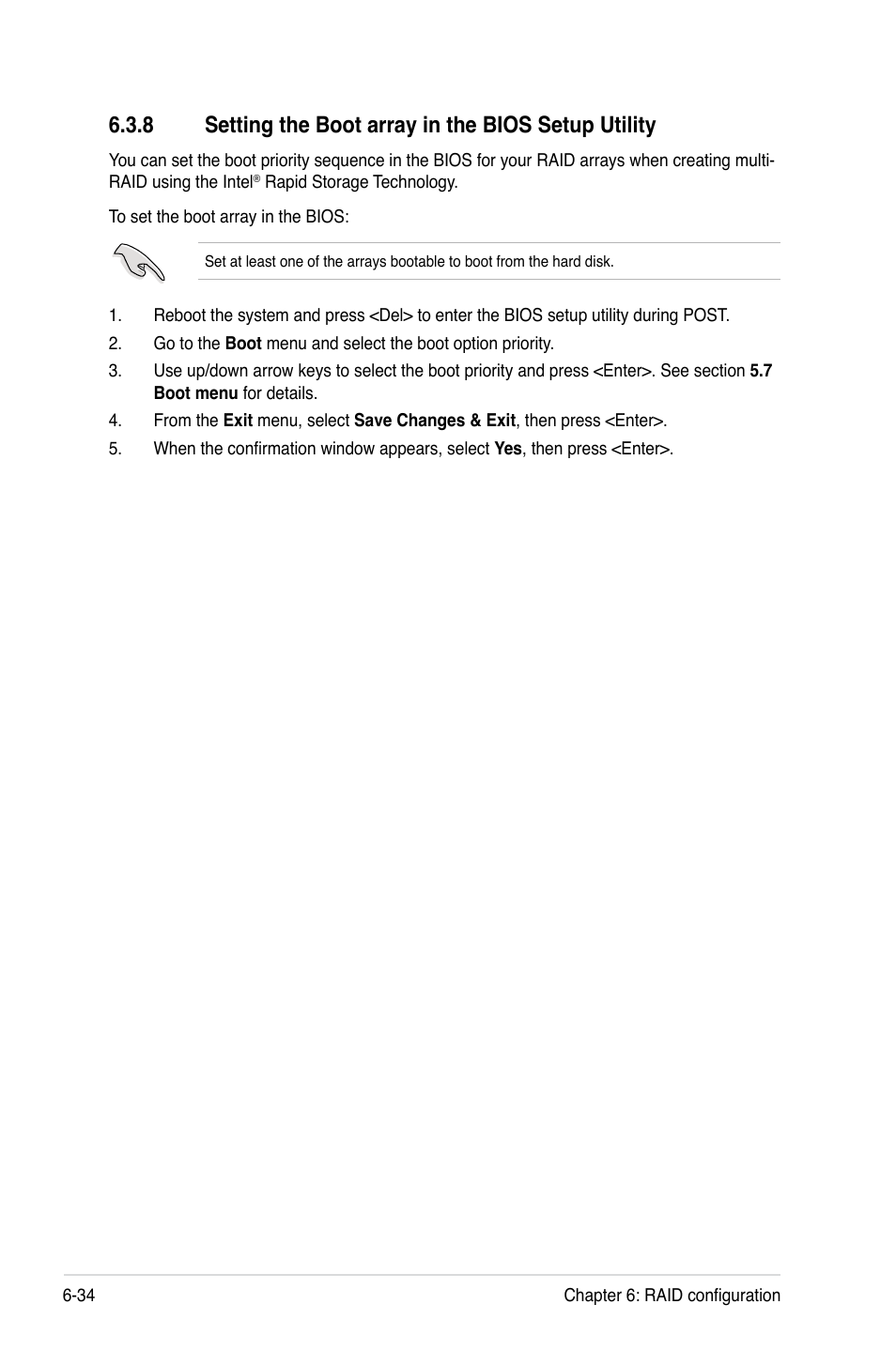 8 setting the boot array in the bios setup utility | Asus RS320Q-E7/RS12 User Manual | Page 128 / 158