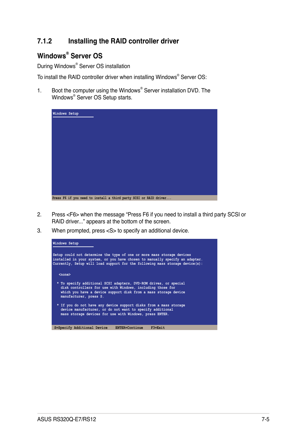 2 installing the raid controller driver, Installing the raid controller driver -5, 2 installing the raid controller driver windows | Server os | Asus RS320Q-E7/RS12 User Manual | Page 133 / 158