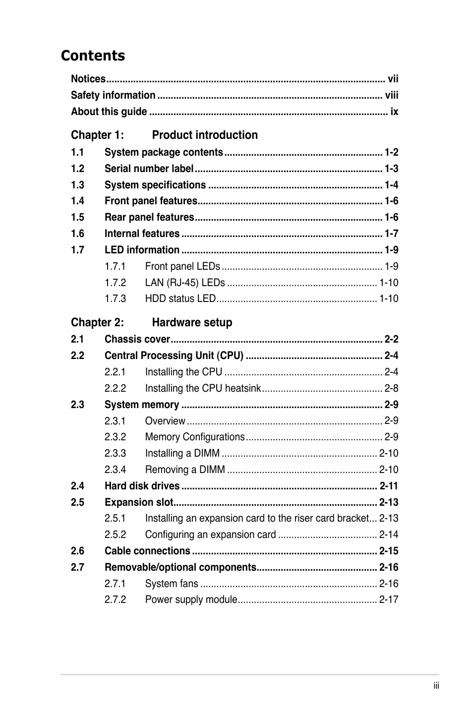 Asus RS320Q-E7/RS12 User Manual | Page 3 / 158