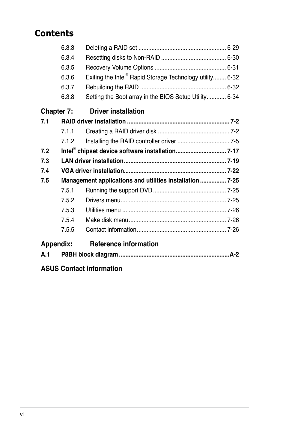 Asus RS320Q-E7/RS12 User Manual | Page 6 / 158