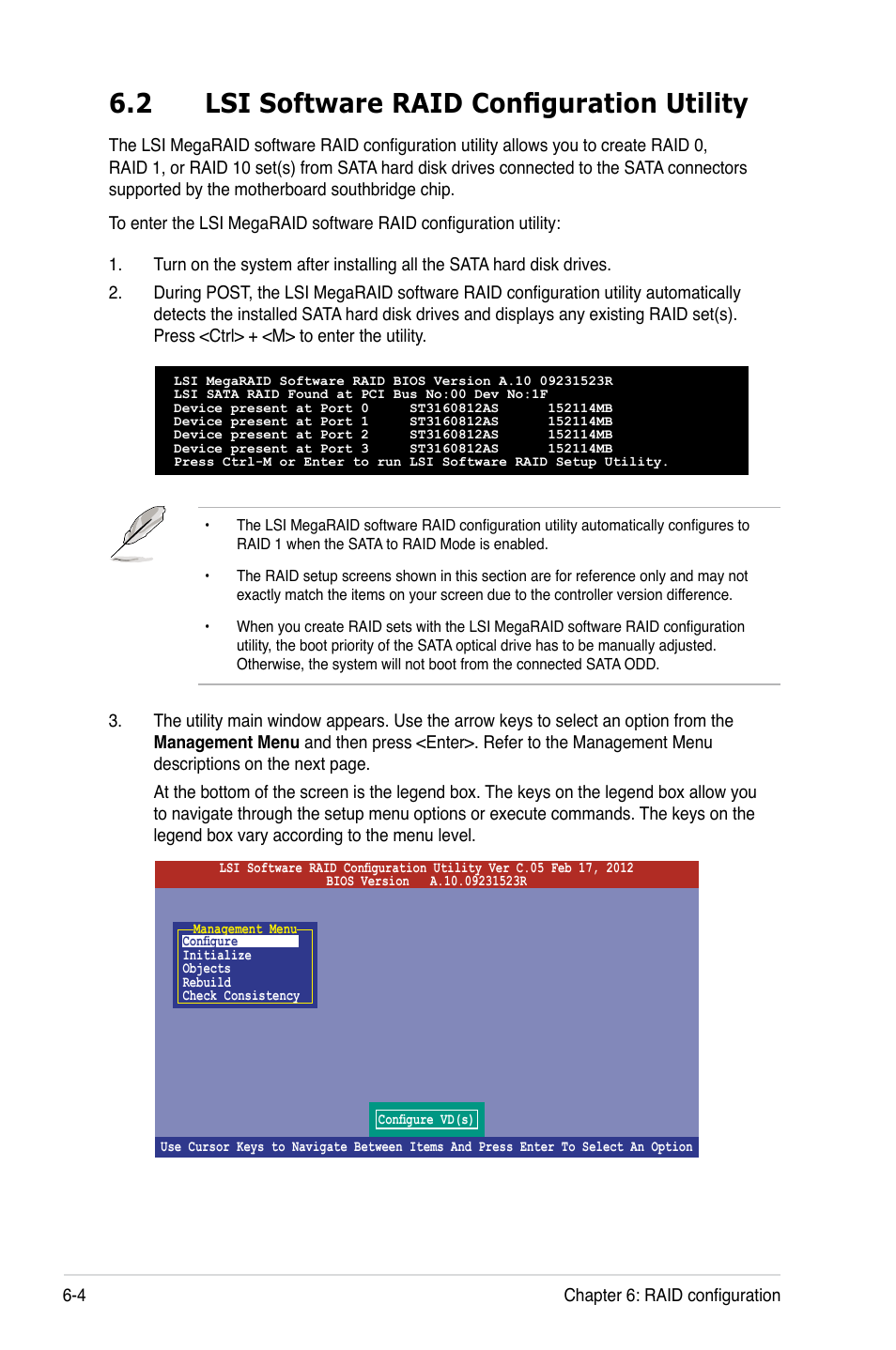 2 lsi software raid configuration utility, Lsi software raid configuration utility -4, 2 lsi software raid configuration utility | Asus RS320Q-E7/RS12 User Manual | Page 98 / 158