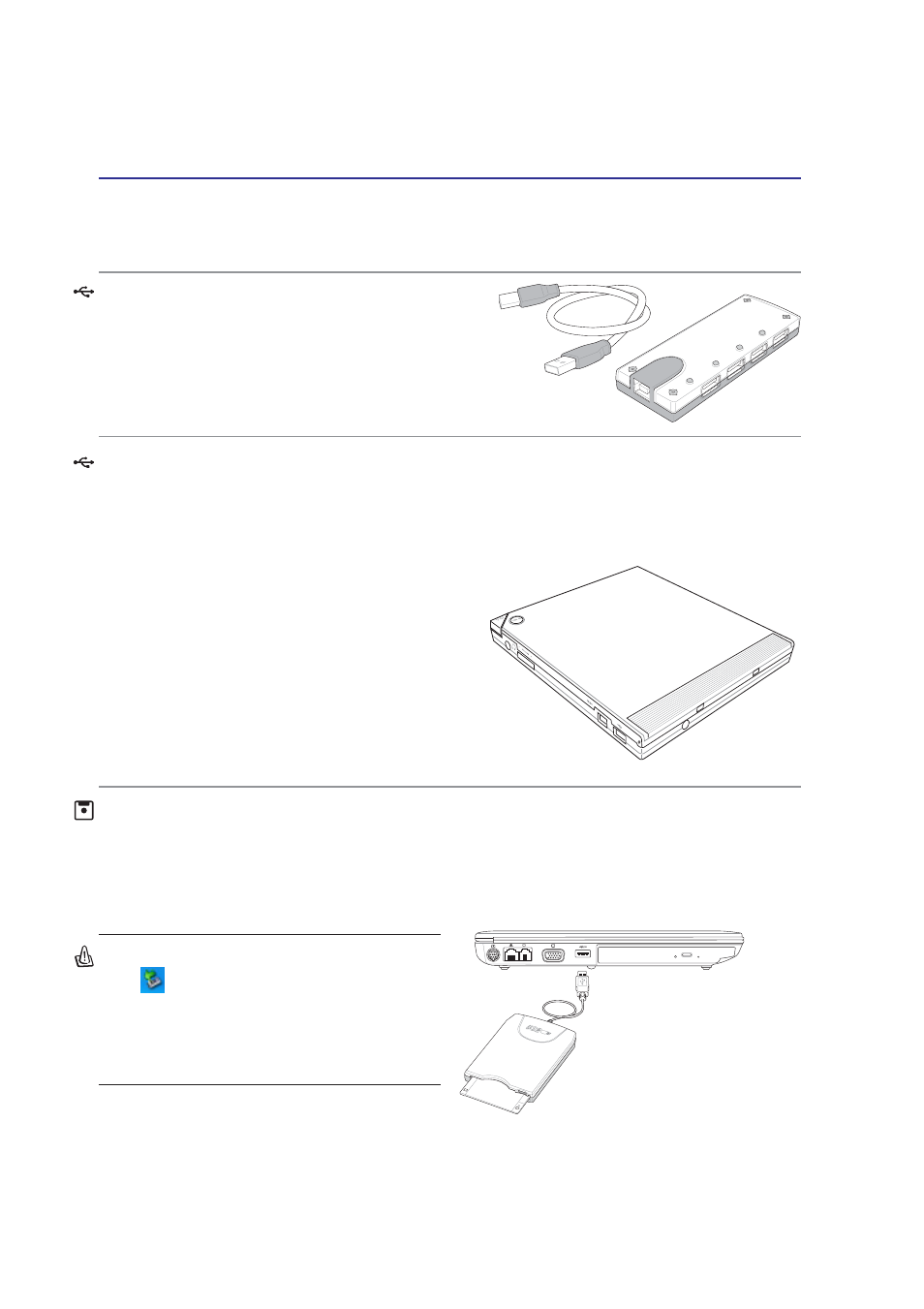 Optional accessories, Usb hub (optional), Usb 2.0 slim combo drive (optional) | Usb floppy disk drive | Asus M9J User Manual | Page 50 / 69