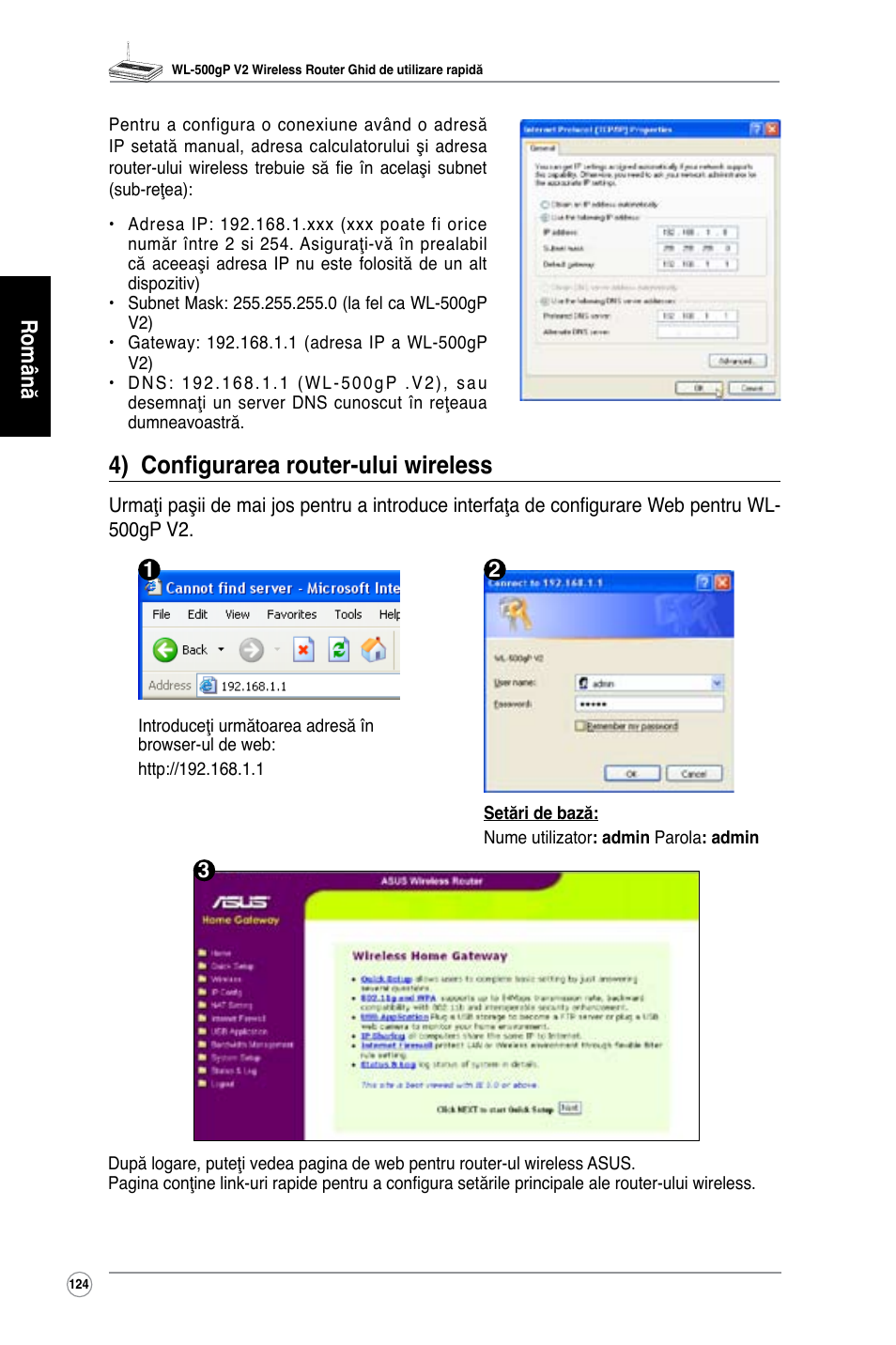 4) configurarea router-ului wireless, Română | Asus WL-500gP V2 User Manual | Page 117 / 151