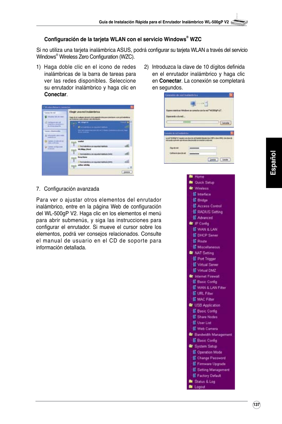 Español | Asus WL-500gP V2 User Manual | Page 130 / 151