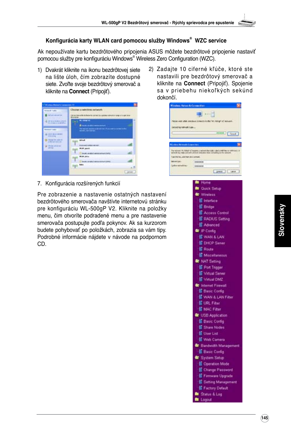 Slovensky | Asus WL-500gP V2 User Manual | Page 138 / 151