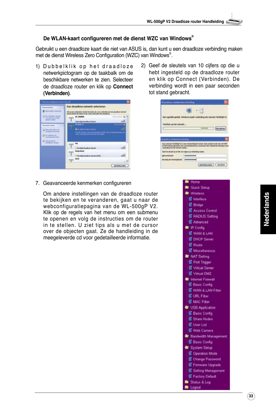 Nederlands | Asus WL-500gP V2 User Manual | Page 34 / 151