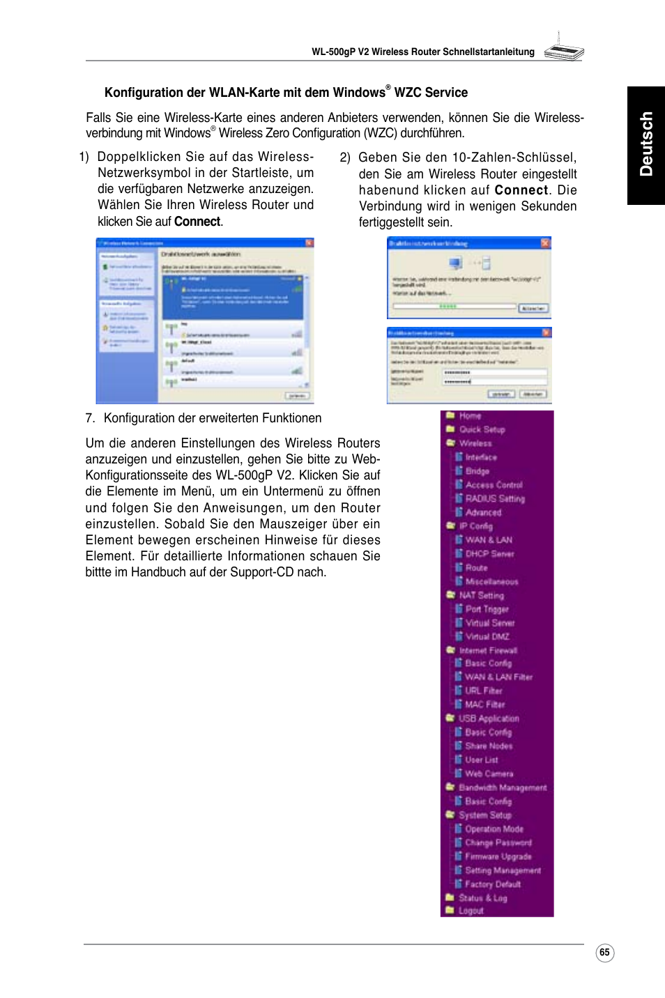 Deutsch | Asus WL-500gP V2 User Manual | Page 66 / 151