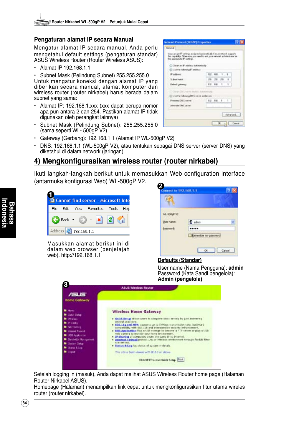 Bahasa indonesia | Asus WL-500gP V2 User Manual | Page 85 / 151