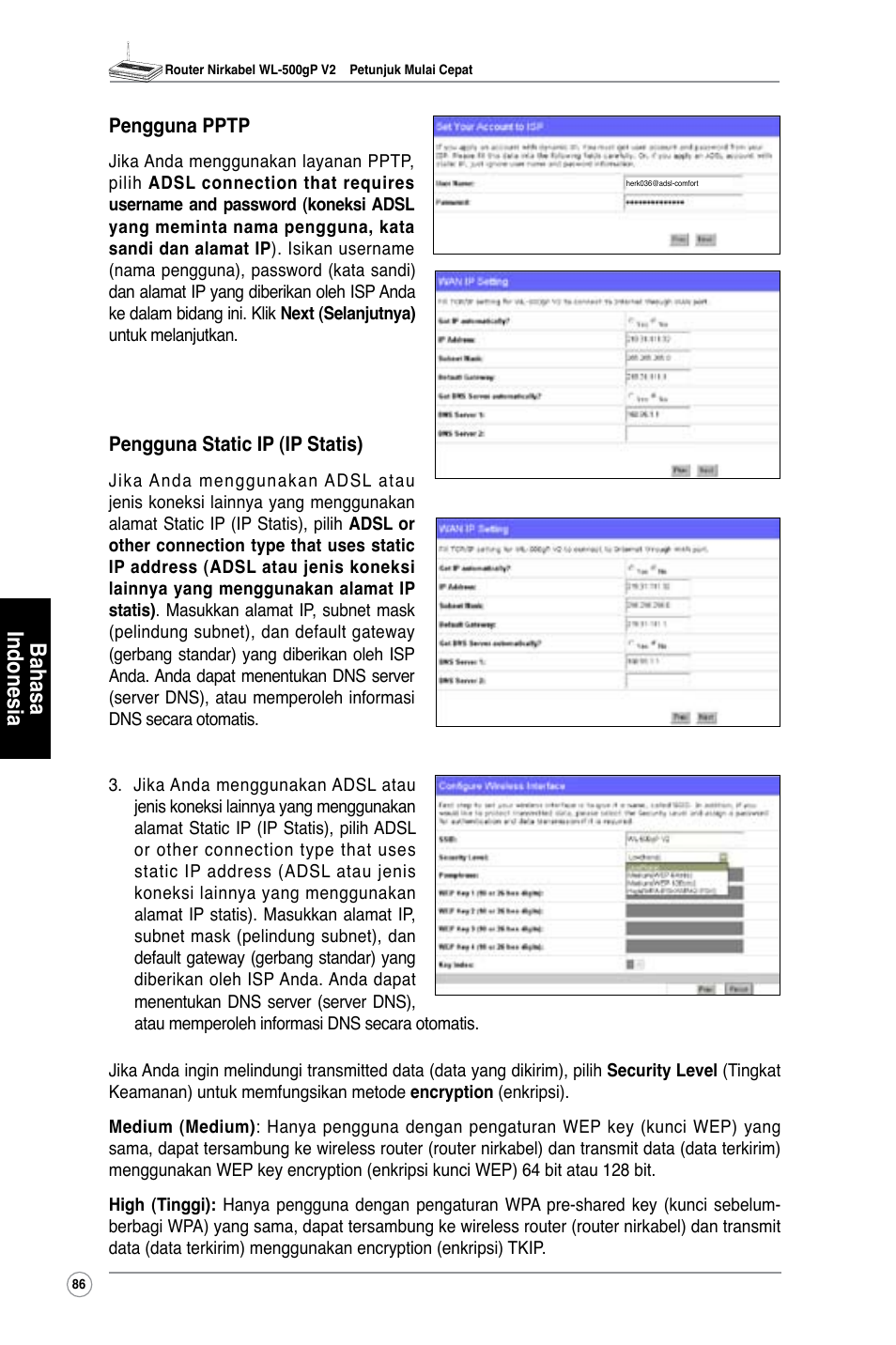 Bahasa indonesia | Asus WL-500gP V2 User Manual | Page 87 / 151