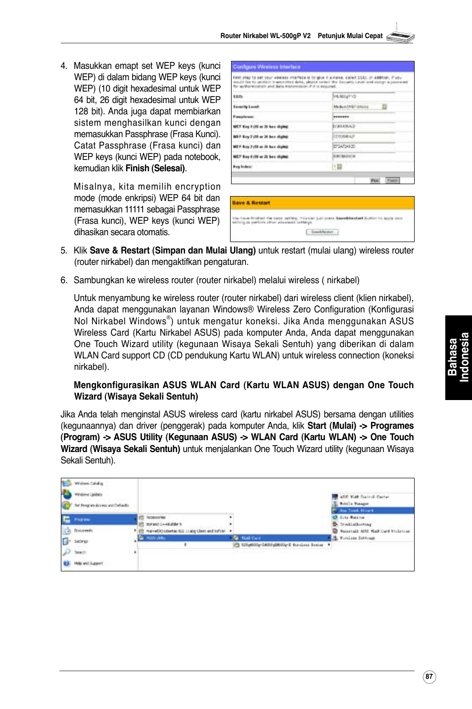 Bahasa indonesia | Asus WL-500gP V2 User Manual | Page 88 / 151