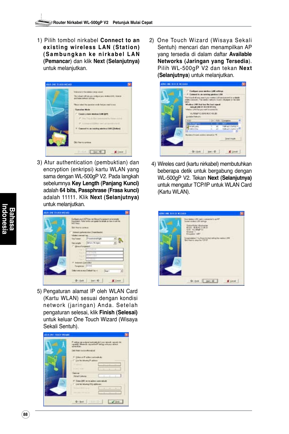 Bahasa indonesia | Asus WL-500gP V2 User Manual | Page 89 / 151