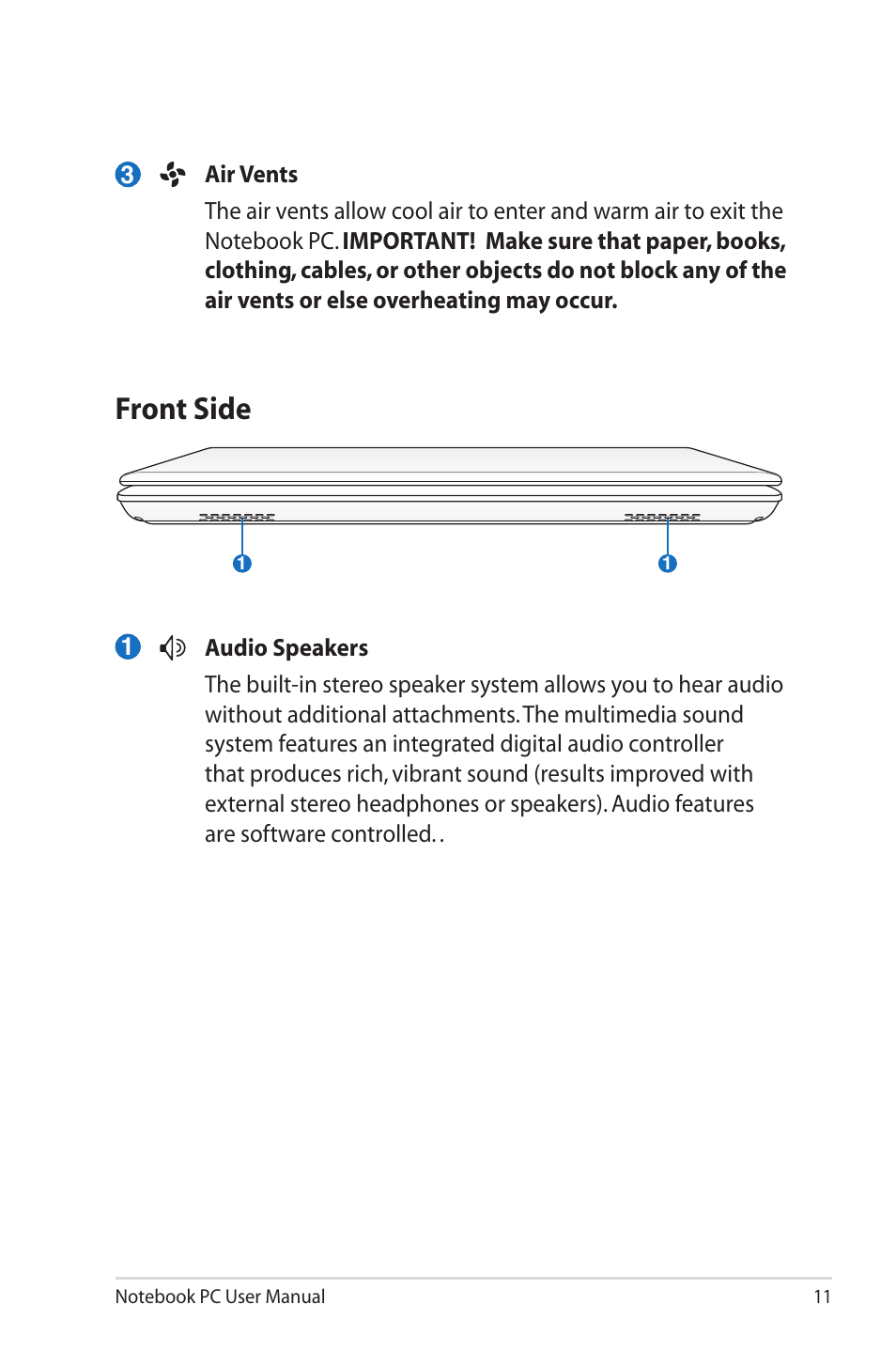 Front side | Asus Pro79AE User Manual | Page 11 / 26