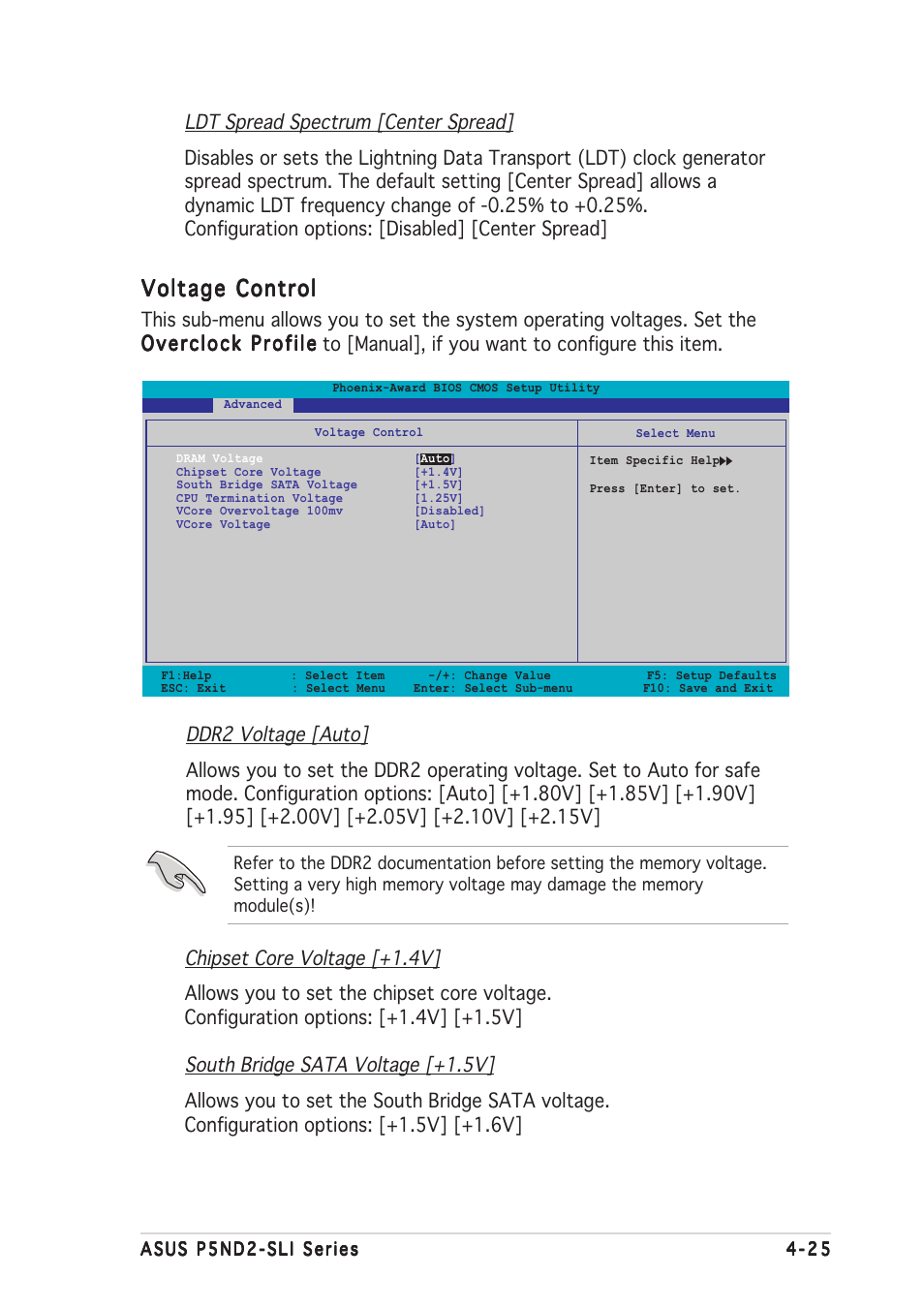 Voltage control | Asus P5ND2-SLI User Manual | Page 101 / 184