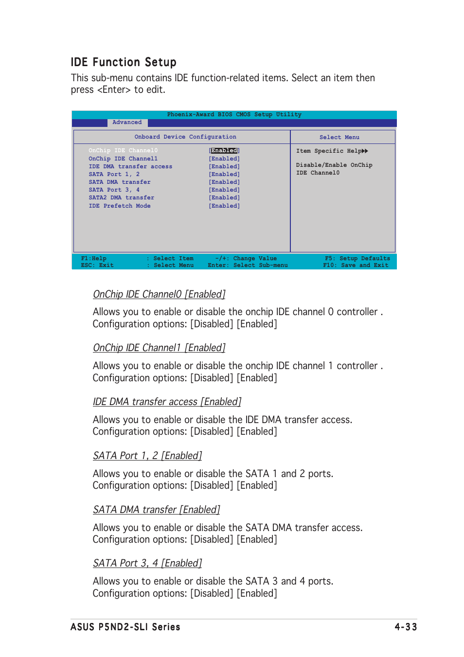 Ide function setup | Asus P5ND2-SLI User Manual | Page 109 / 184