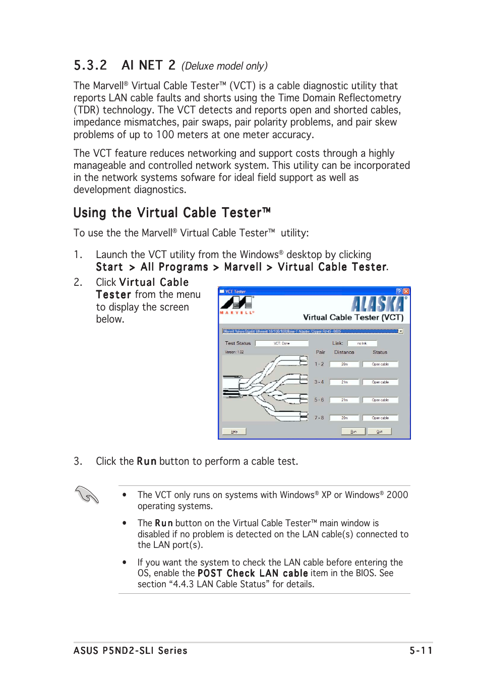 Using the virtual cable tester | Asus P5ND2-SLI User Manual | Page 139 / 184