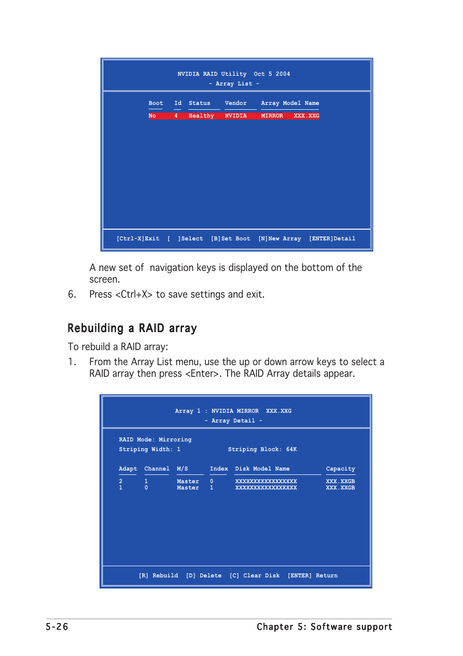 Rebuilding a raid array | Asus P5ND2-SLI User Manual | Page 154 / 184