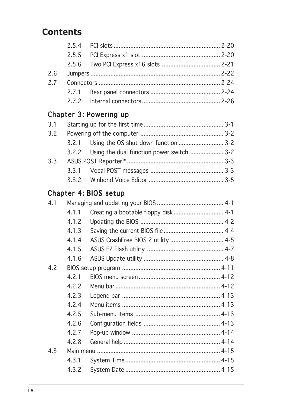 Asus P5ND2-SLI User Manual | Page 4 / 184