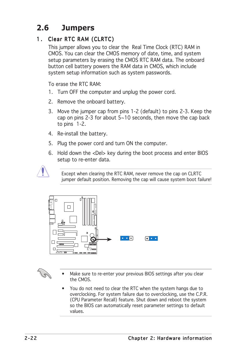 6 jumpers | Asus P5ND2-SLI User Manual | Page 48 / 184