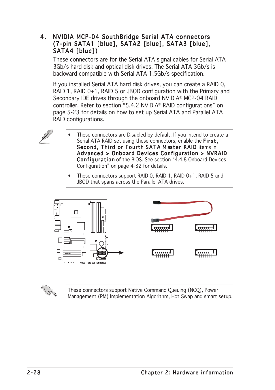 P5nd2-sli series sata connectors sata1, Sata4, Sata3 | Sata2 | Asus P5ND2-SLI User Manual | Page 54 / 184