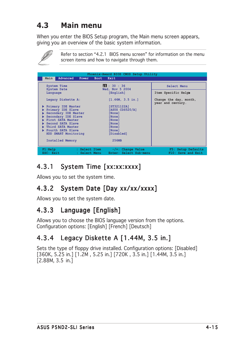 3 main menu | Asus P5ND2-SLI User Manual | Page 91 / 184