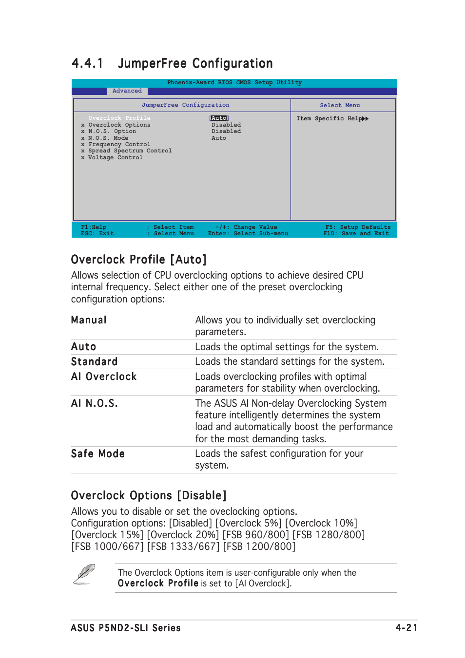 Overclock profile [auto, Overclock options [disable | Asus P5ND2-SLI User Manual | Page 97 / 184