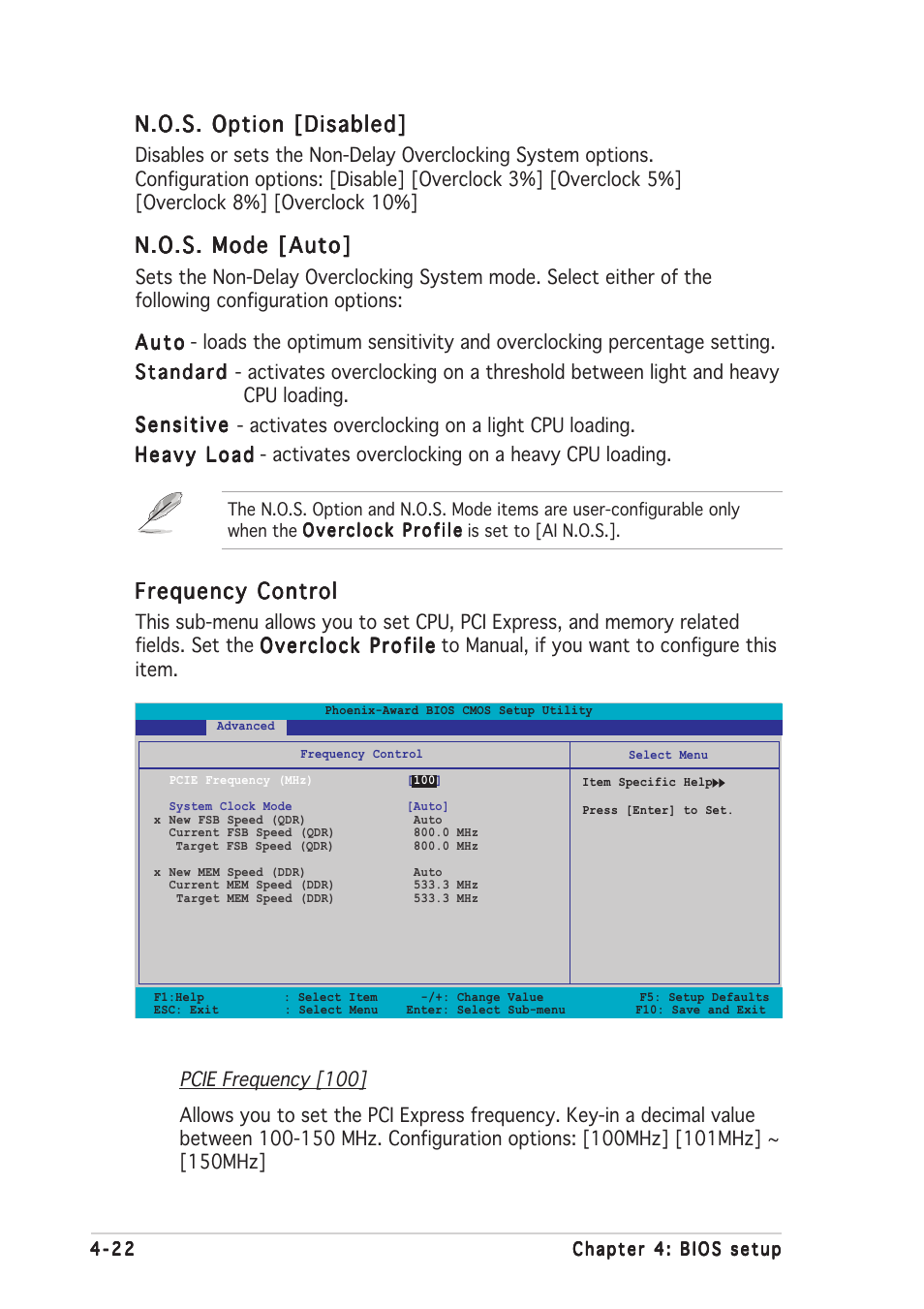 N.o.s. option [disabled, N.o.s. mode [auto, Frequency control | Asus P5ND2-SLI User Manual | Page 98 / 184