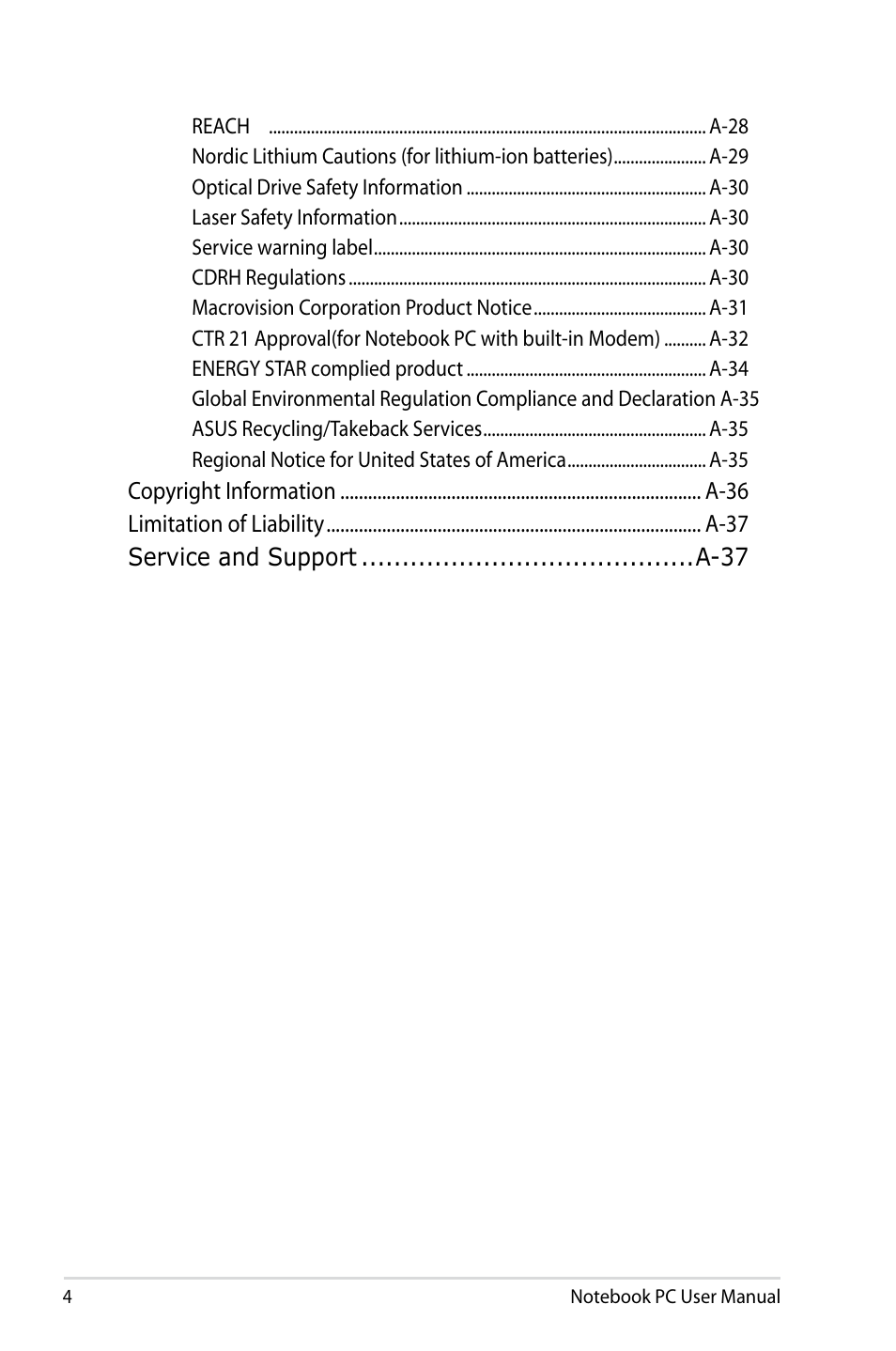 Asus BU400V User Manual | Page 4 / 98