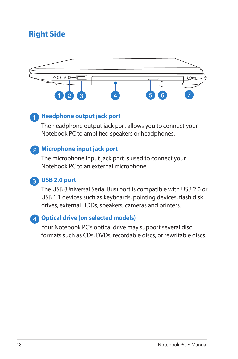 Right side | Asus R506A User Manual | Page 18 / 106