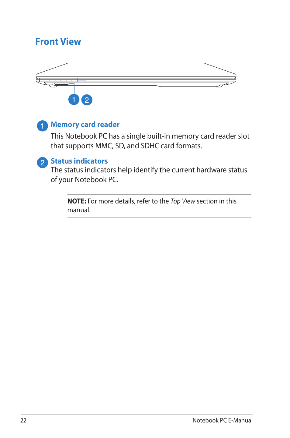 Front view | Asus R506A User Manual | Page 22 / 106