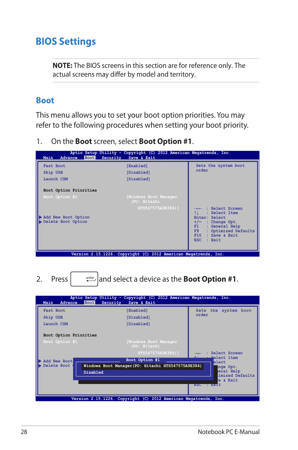 Bios settings, Boot | Asus R506A User Manual | Page 28 / 106