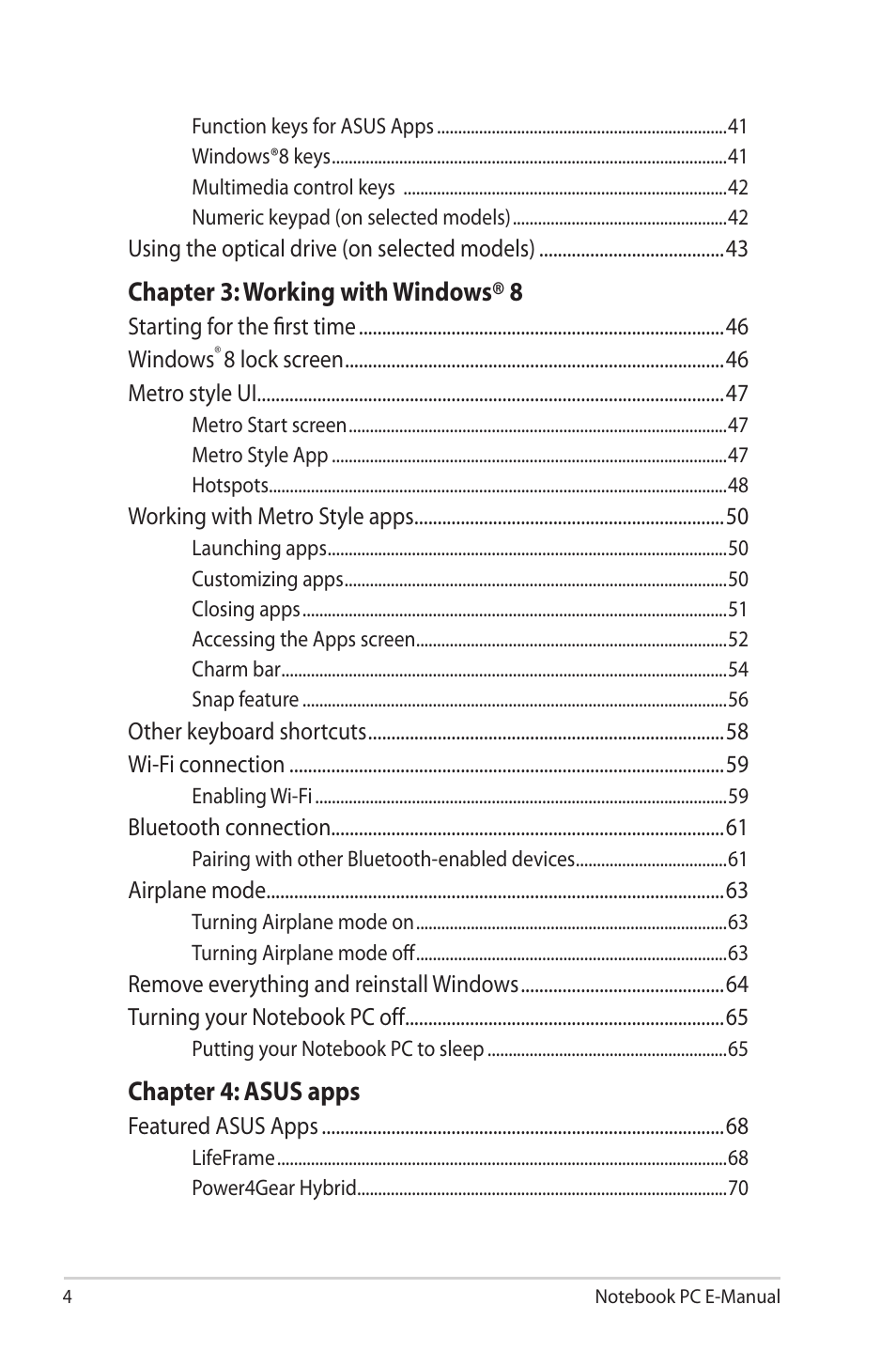 Asus R506A User Manual | Page 4 / 106