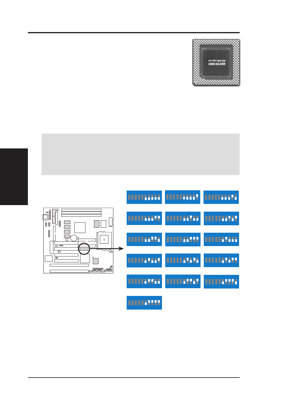 Iii. hardware setup, Compatible cyrix cpu identification, P5-99b cpu core voltage (vcore) selection dip 1 | Asus P5-99B User Manual | Page 22 / 104