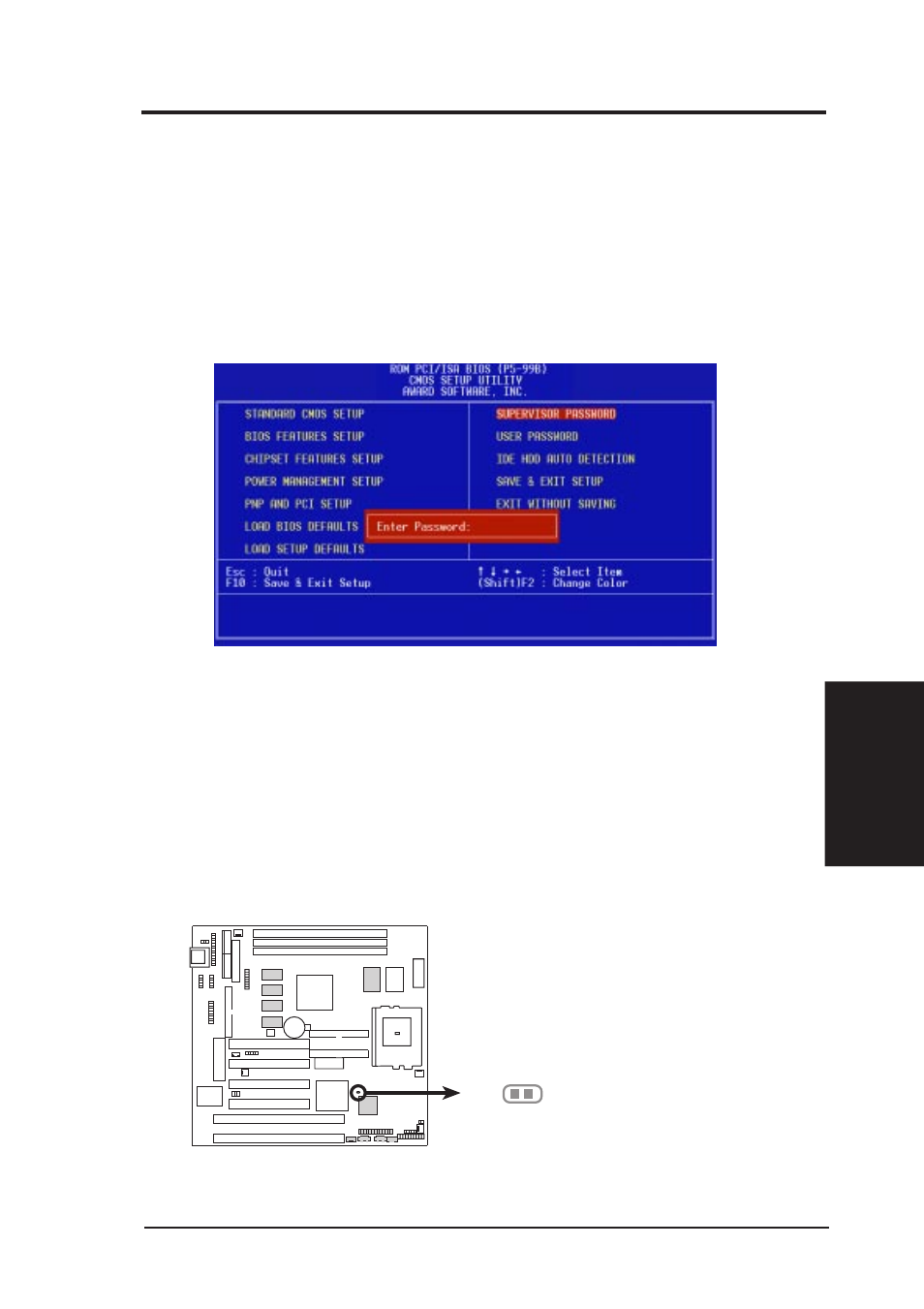 Iv. bios setup, Supervisor password and user password | Asus P5-99B User Manual | Page 63 / 104