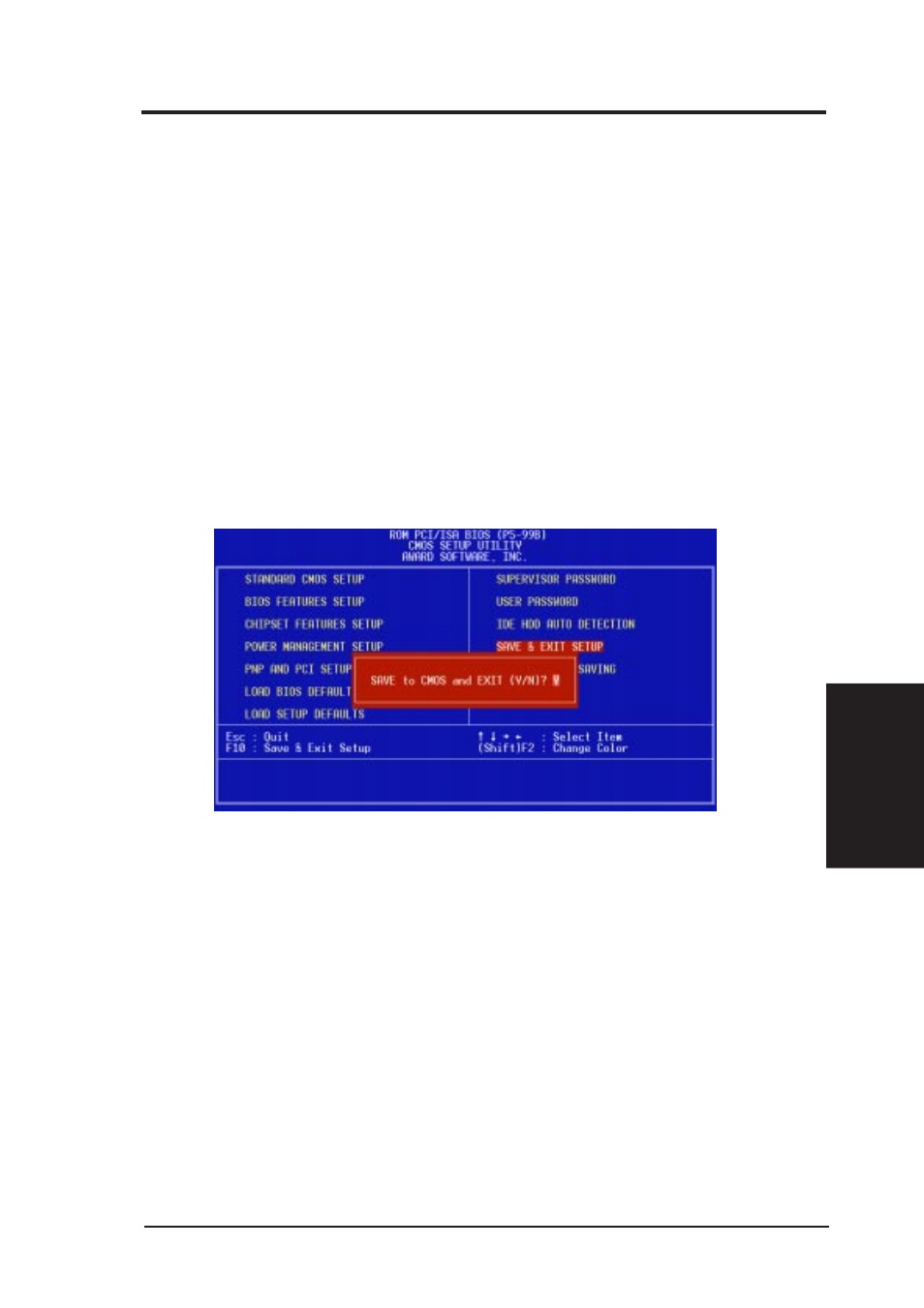 Iv. bios setup, Save & exit setup, Exit without saving | Asus P5-99B User Manual | Page 65 / 104