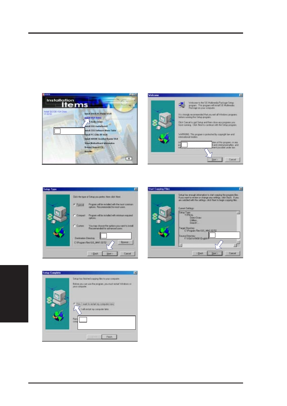 V. software setup, Install vga driver | Asus P5-99B User Manual | Page 72 / 104