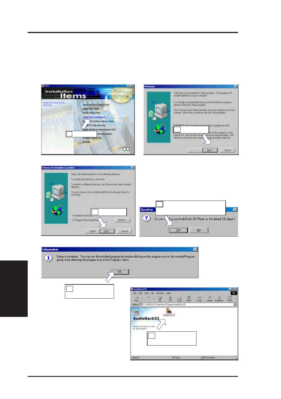 V. software setup, Install ess audiorack32, Only with onboard audio option) | Asus P5-99B User Manual | Page 74 / 104