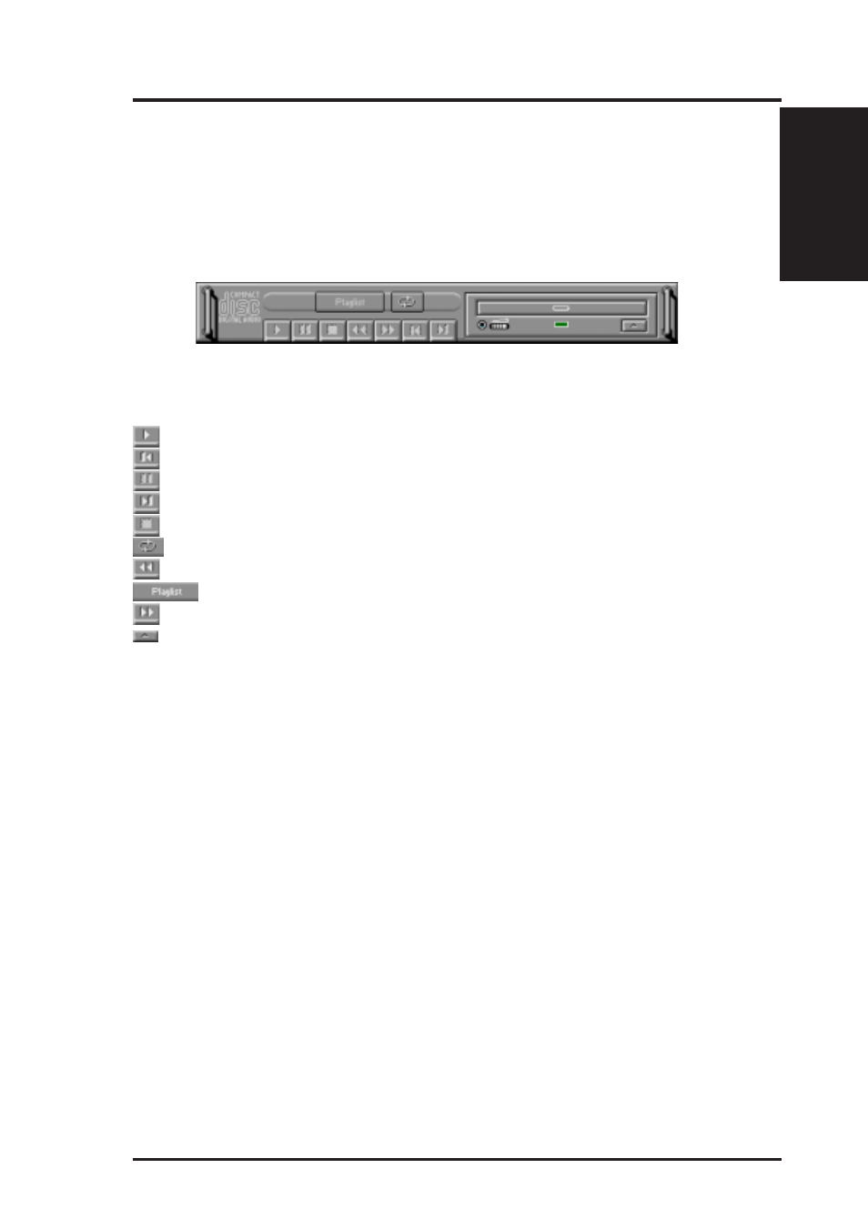 Vi. software reference, The compact disk player | Asus P5-99B User Manual | Page 97 / 104
