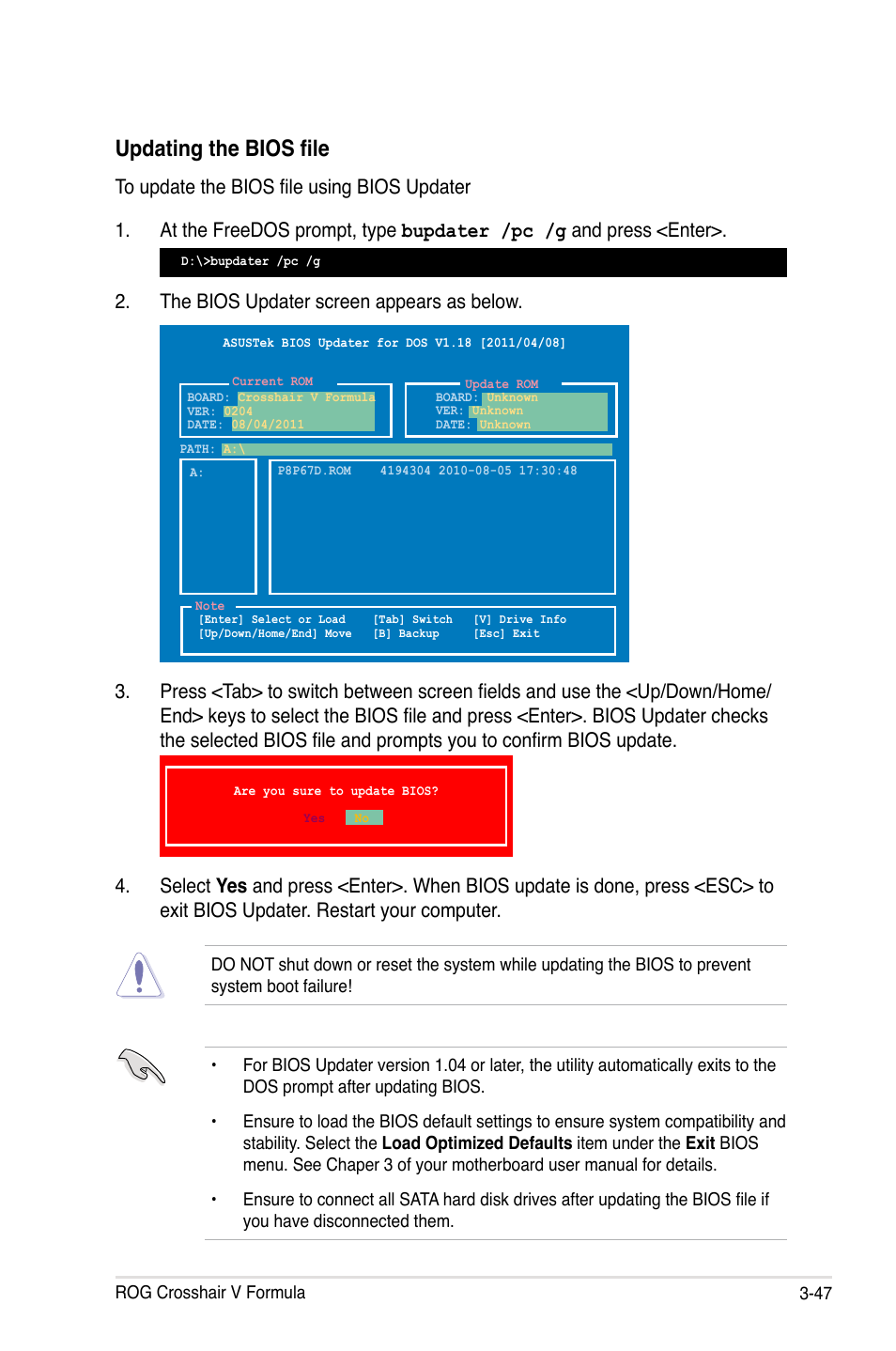 Updating the bios file | Asus Crosshair V Formula/ThunderBolt User Manual | Page 131 / 193