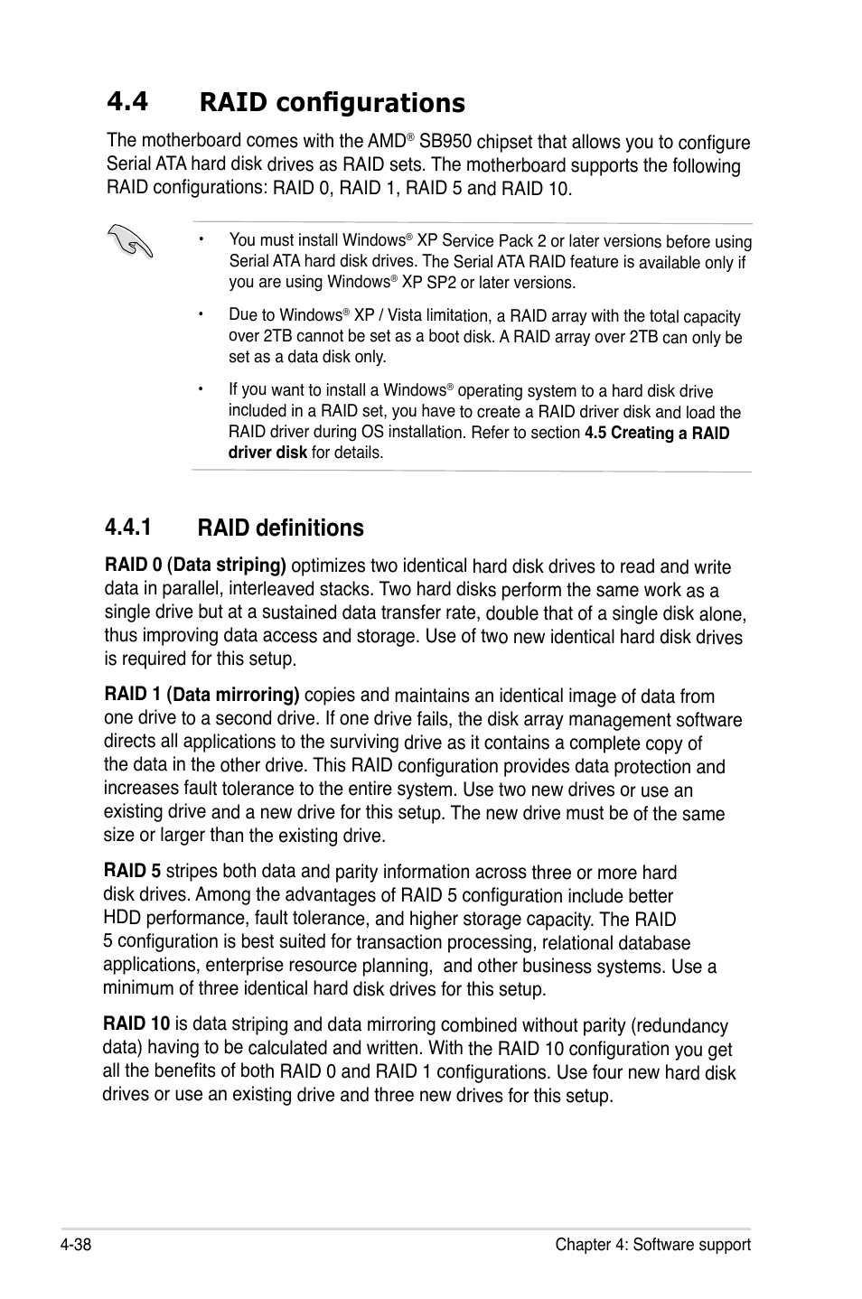 4 raid configurations, 1 raid definitions | Asus Crosshair V Formula/ThunderBolt User Manual | Page 172 / 193