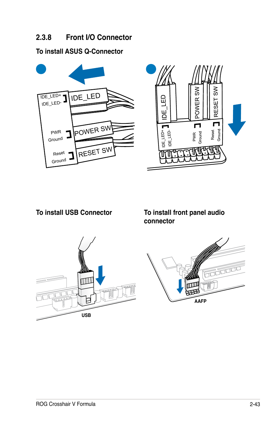 Front.i/o.connector, Ide_led | Asus Crosshair V Formula/ThunderBolt User Manual | Page 73 / 193