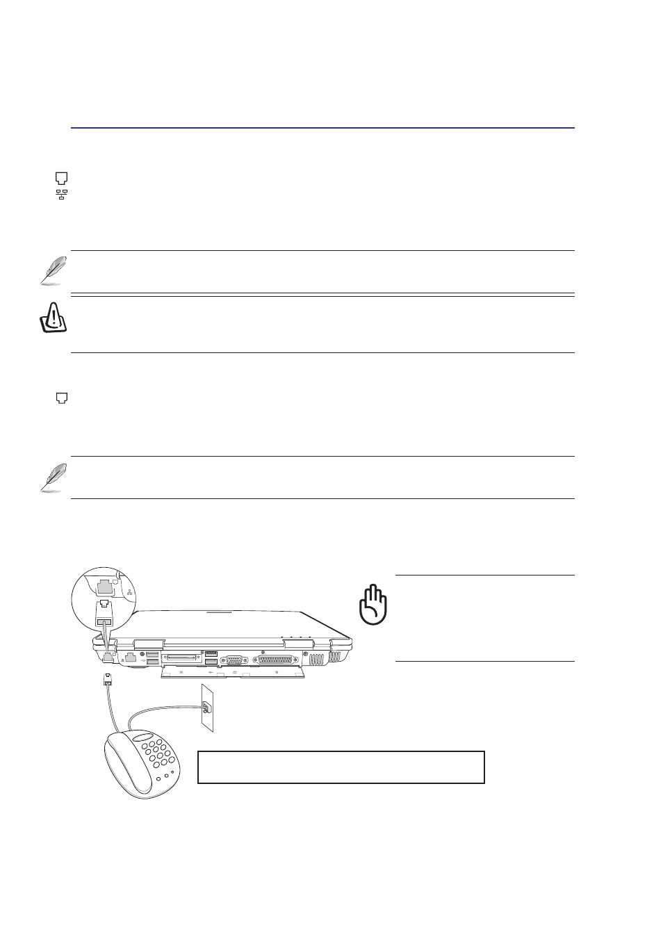 Modem and network connections, Modem connection | Asus M3NP User Manual | Page 44 / 68