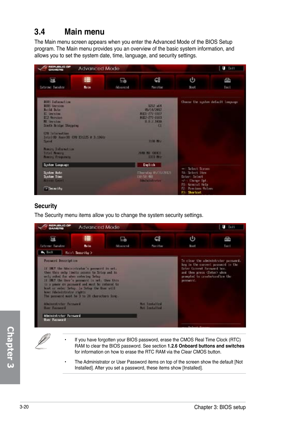 4 main menu, Main menu -20, Chapter 3 3.4 main menu | Asus MAXIMUS V EXTREME User Manual | Page 116 / 230