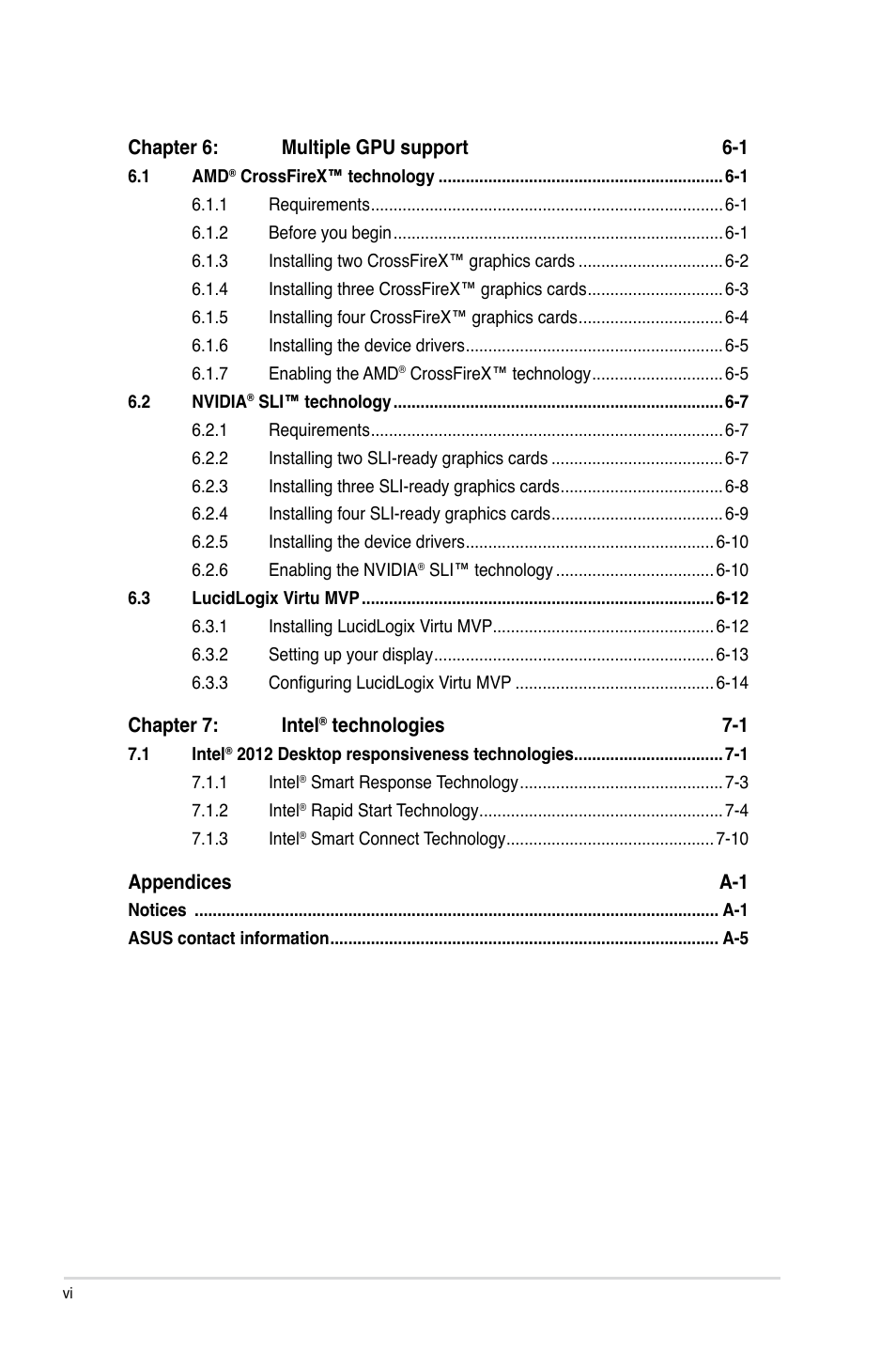 Asus MAXIMUS V EXTREME User Manual | Page 6 / 230