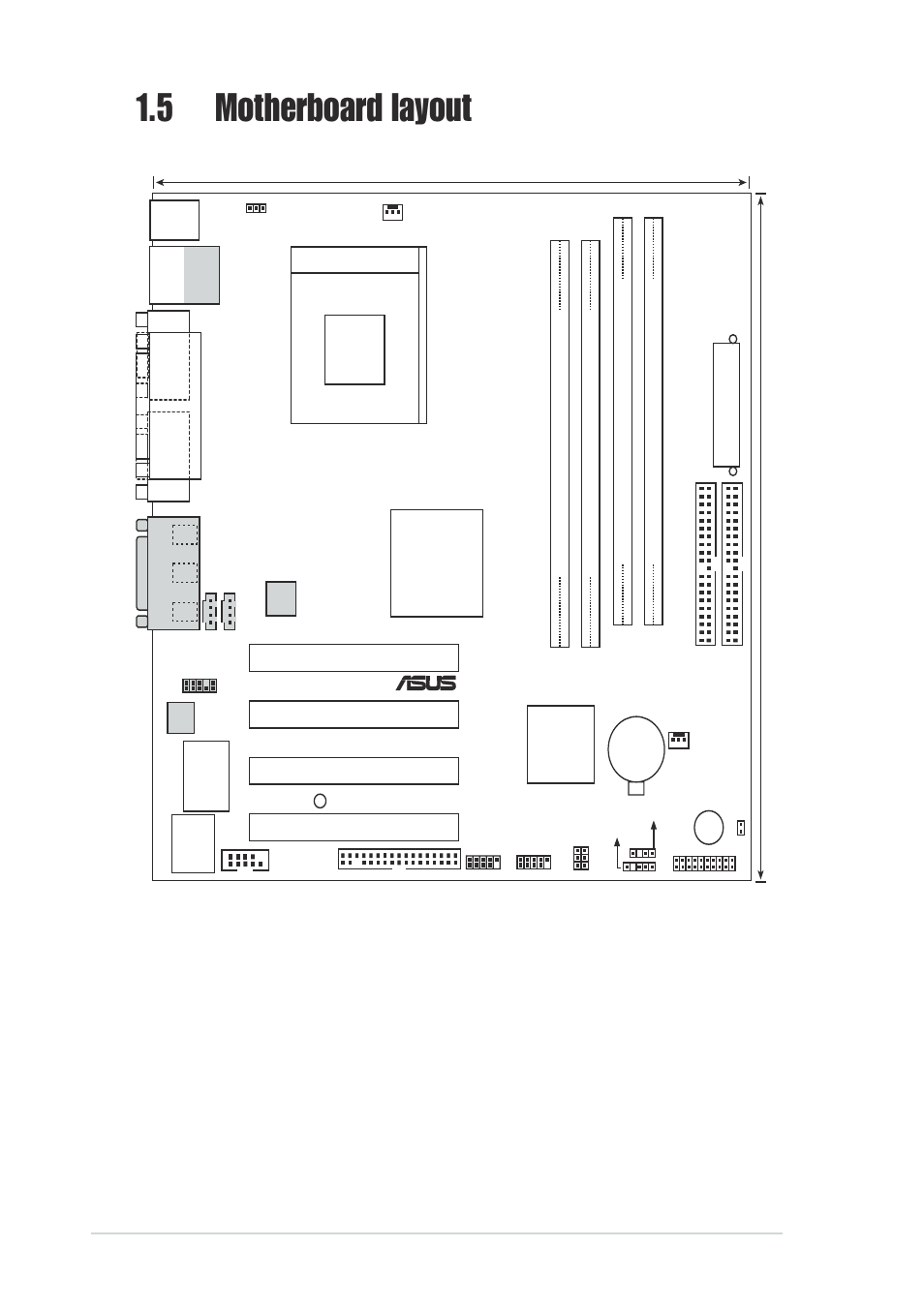 5 motherboard layout, Sis 740 chipset, 6 chapter 1: motherboard information | Socket 462, 5cm (9.64in), Pci 2, Pci 3 pci 4, Pci 1 | Asus A7S266-VM/U2 User Manual | Page 16 / 63