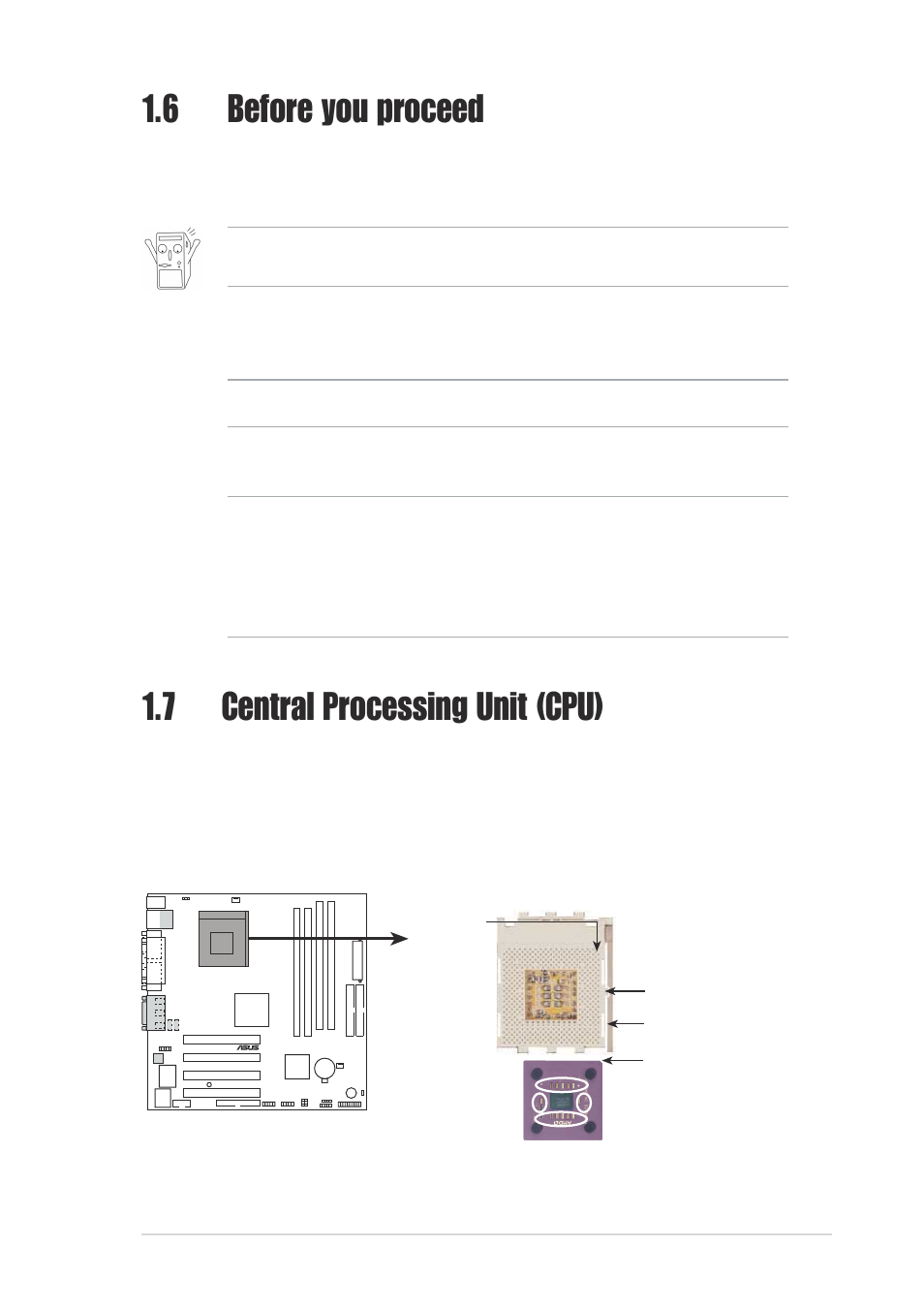 6 before you proceed, 7 central processing unit (cpu) | Asus A7S266-VM/U2 User Manual | Page 17 / 63